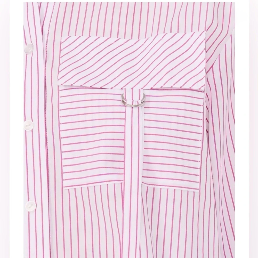 Parker Pin Striped Button Up Cotton Shirt Top size XS